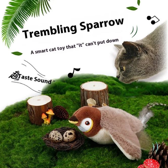 Pajarito Interactivo que Aletea para Gatos (Recargable USB)